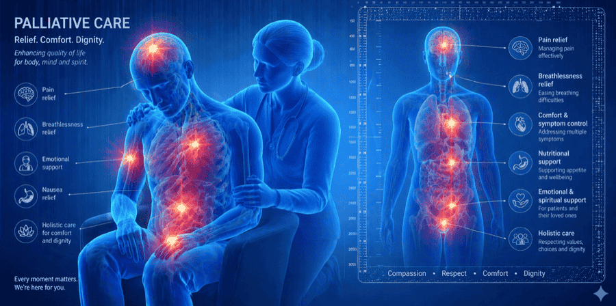 Compassionate pain management consultation in a calm clinical environment